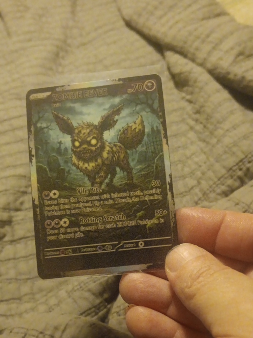Zombie Eevee Collectible Card - Black and Brown